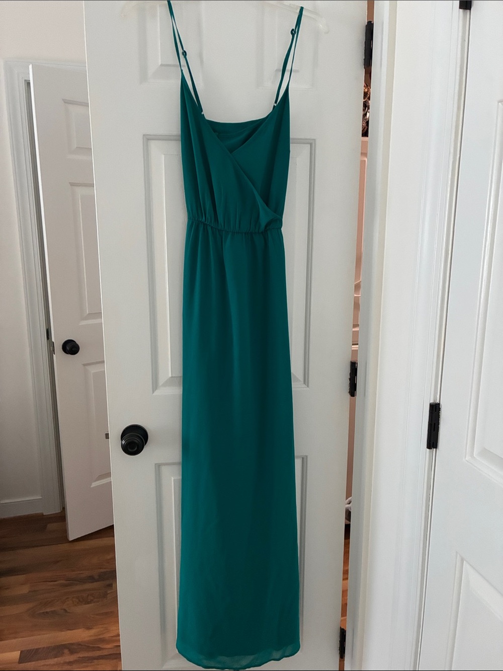 Flowing Teal Maxi Dress with Spaghetti Straps
